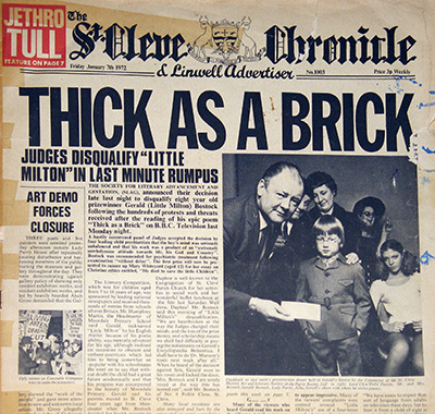 JETHRO TULL - Thick as Brick Newspaper (Multiple International Releases) album front cover vinyl record